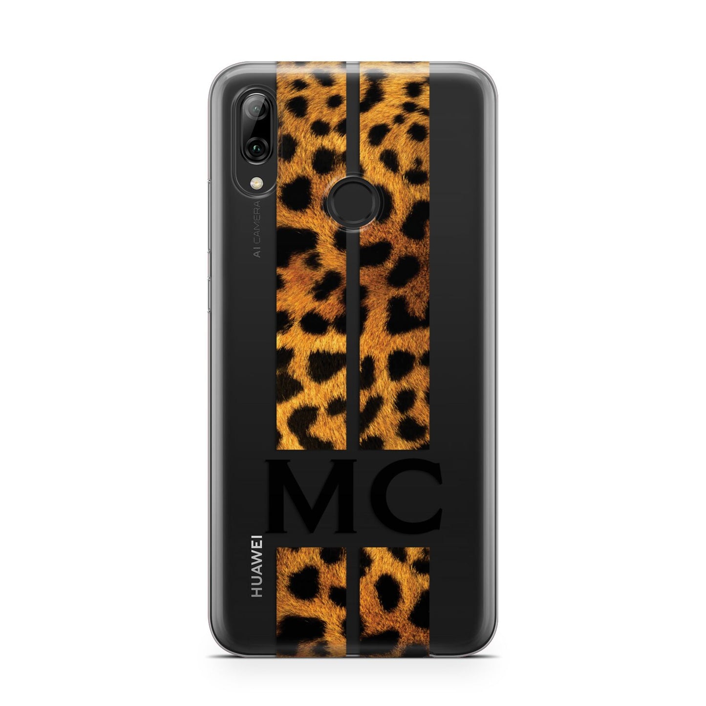 Personalised Leopard Print Stripes Initials Huawei Y7 2019