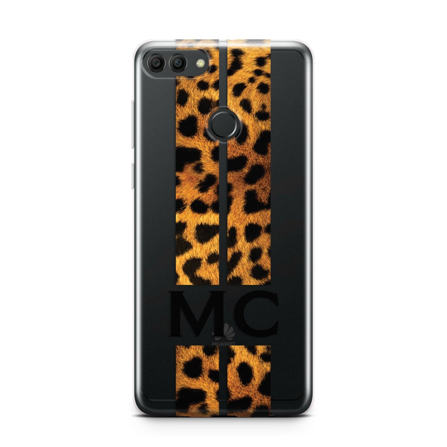 Personalised Leopard Print Stripes Initials Huawei Y9 2018