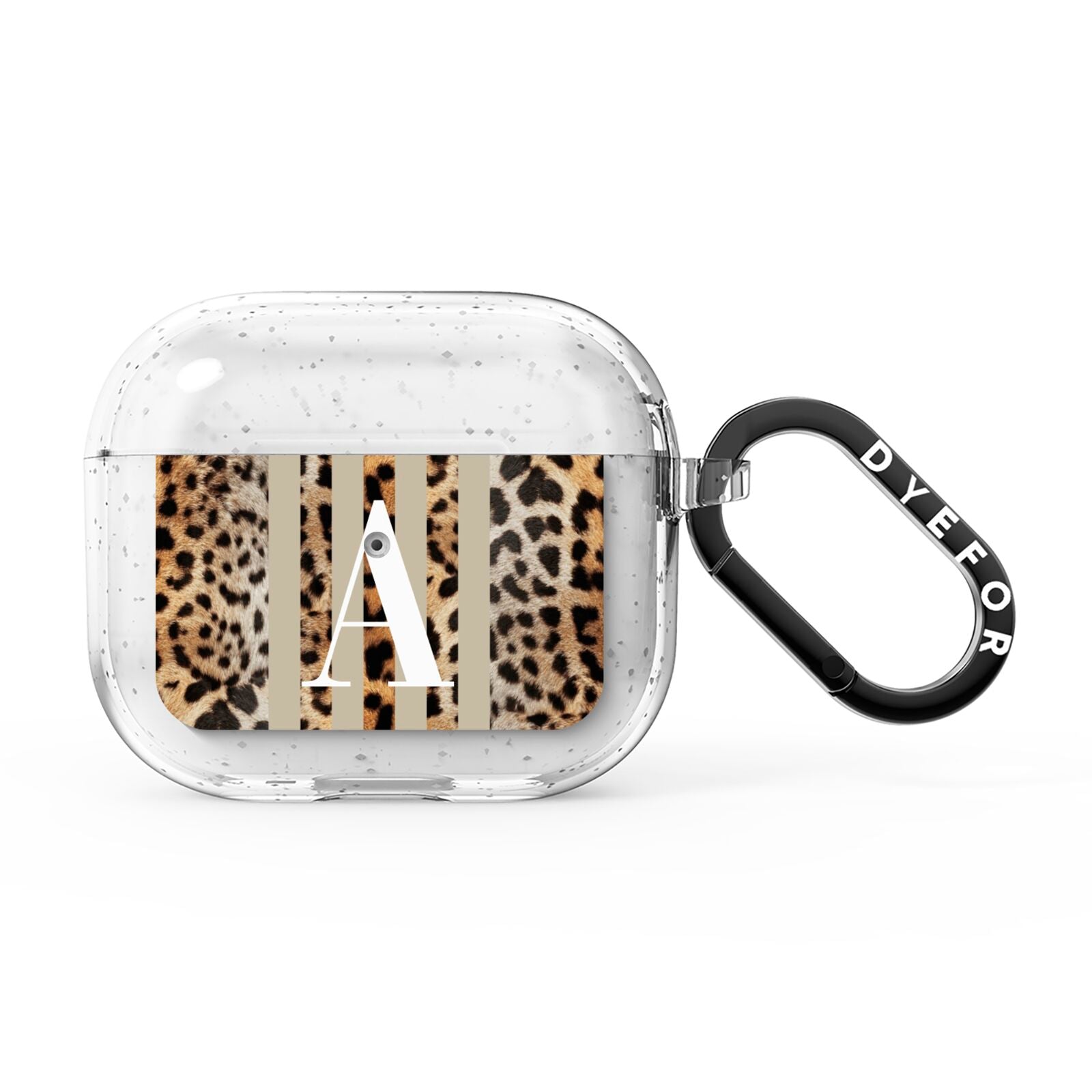 Personalised Leopard Stripes AirPods Glitter Case 3rd Gen