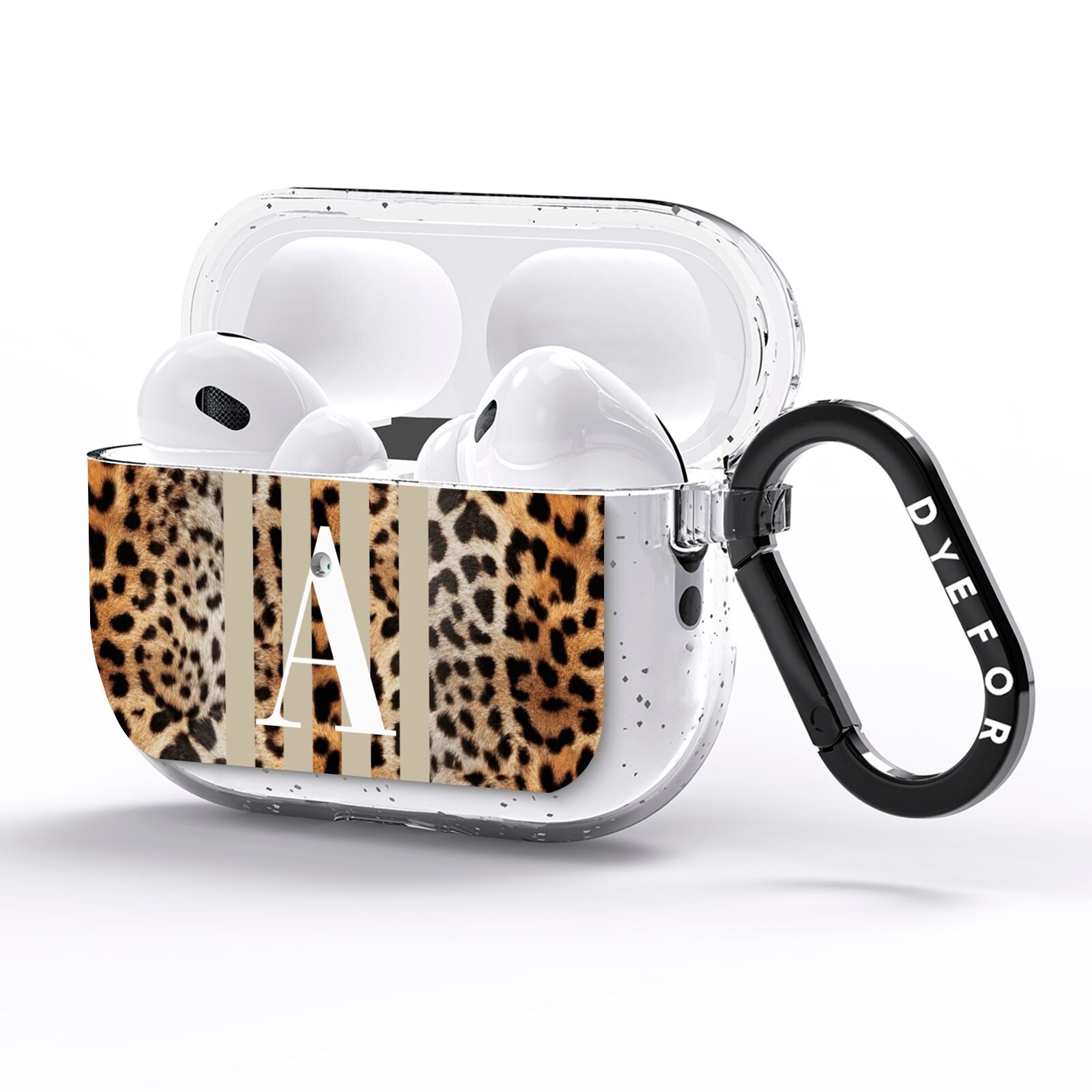 Personalised Leopard Stripes AirPods Pro Glitter Case Side Image