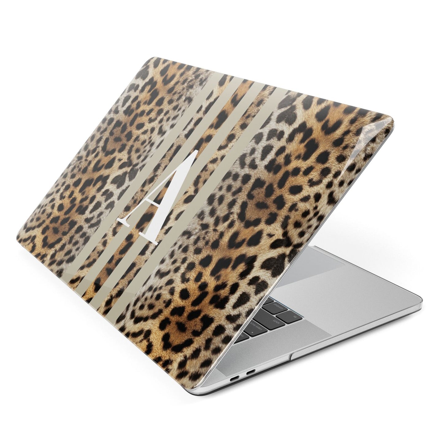 Personalised Leopard Stripes Apple MacBook Case Side View