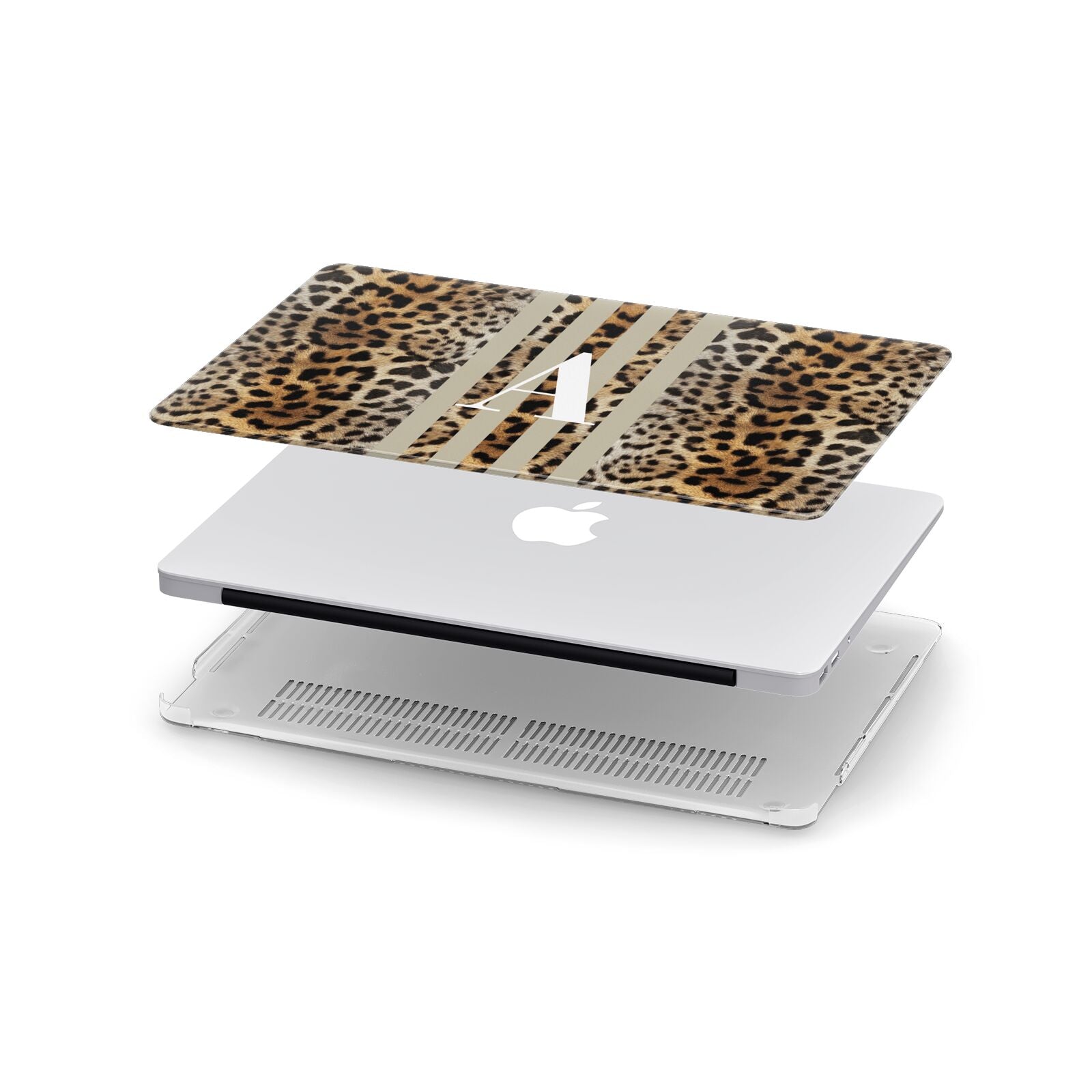 Personalised Leopard Stripes Apple MacBook Case in Detail