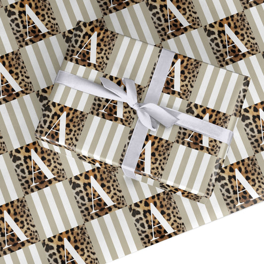 Personalised Leopard Stripes Custom Wrapping Paper