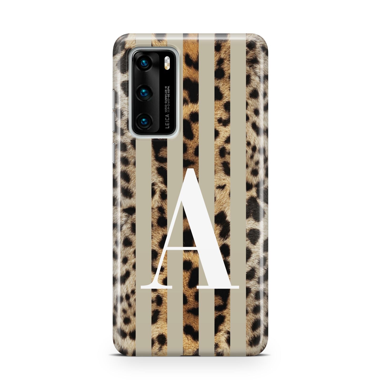 Personalised Leopard Stripes Huawei P40 Phone Case