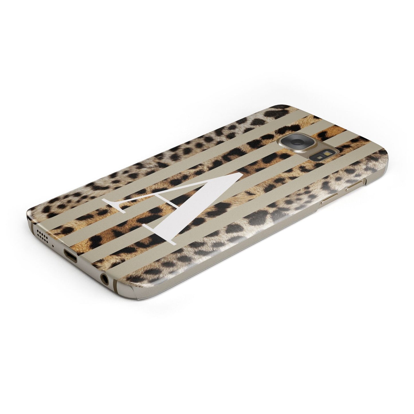 Personalised Leopard Stripes Protective Samsung Galaxy Case Angled Image