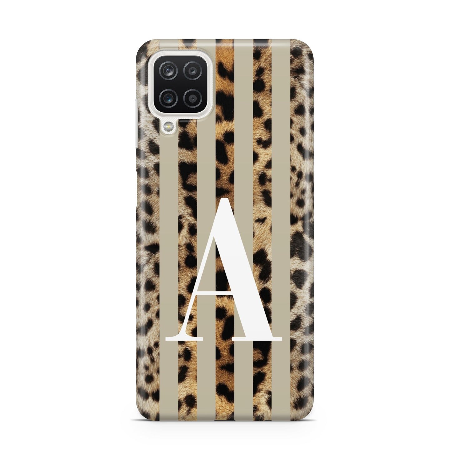 Personalised Leopard Stripes Samsung A12 Case