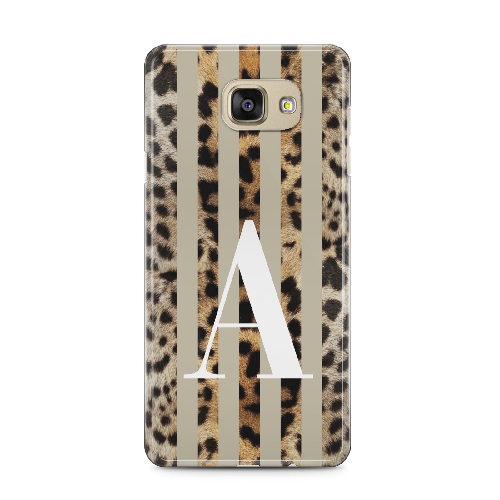 Personalised Leopard Stripes Samsung Galaxy A5 2016 Case on gold phone