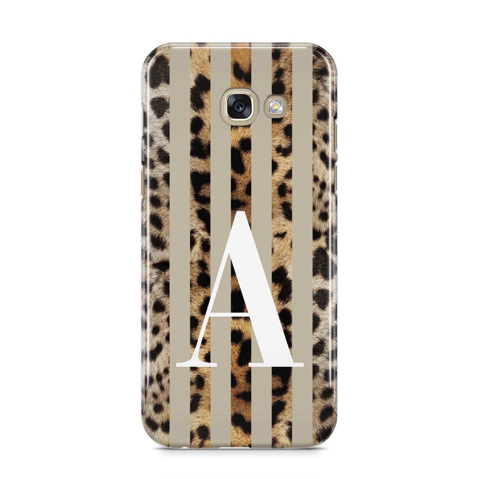 Personalised Leopard Stripes Samsung Galaxy A5 2017 Case on gold phone