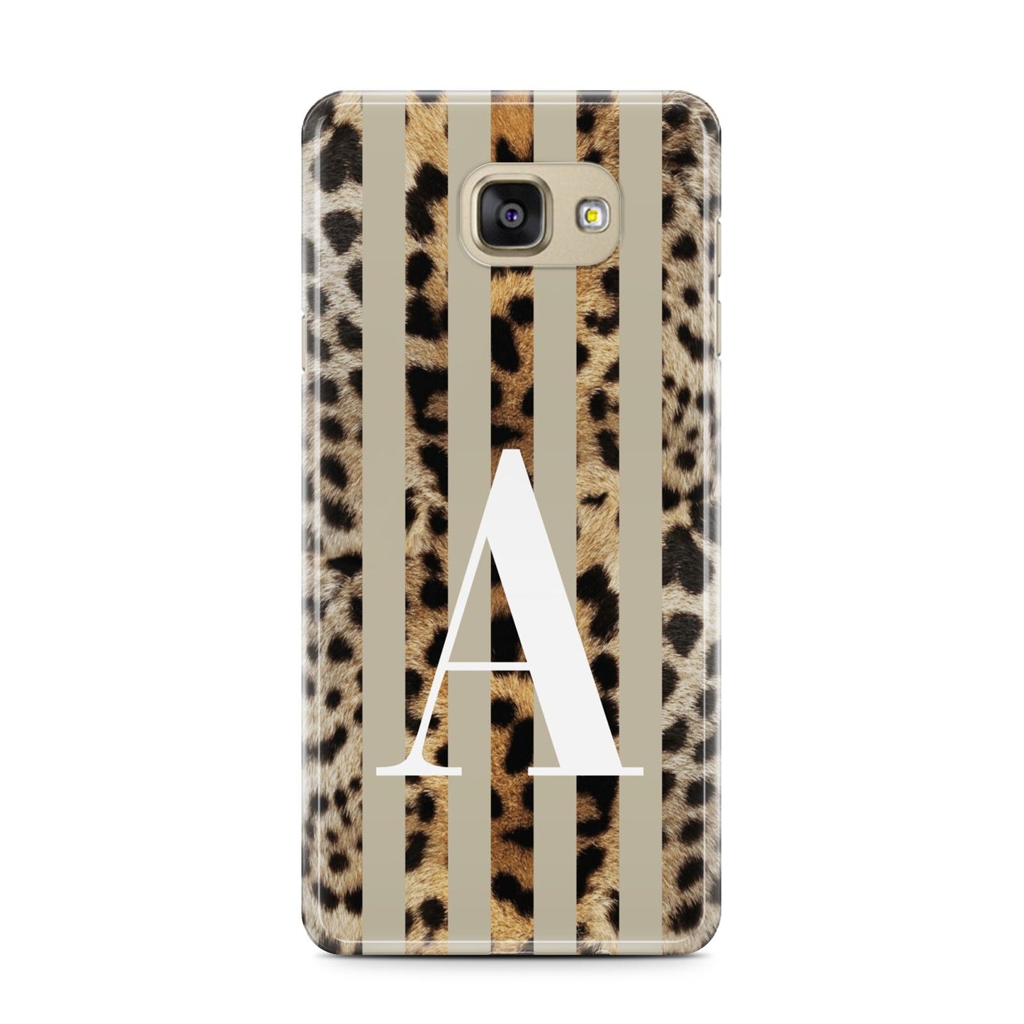 Personalised Leopard Stripes Samsung Galaxy A7 2016 Case on gold phone