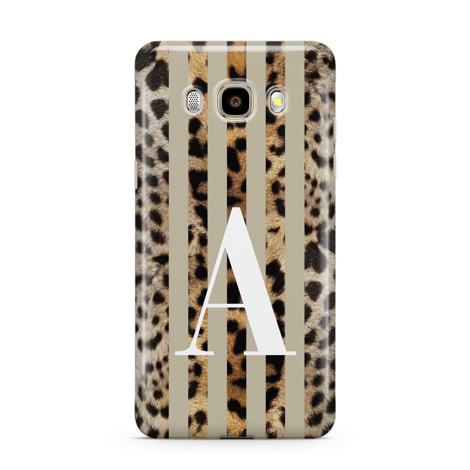 Personalised Leopard Stripes Samsung Galaxy J7 2016 Case on gold phone