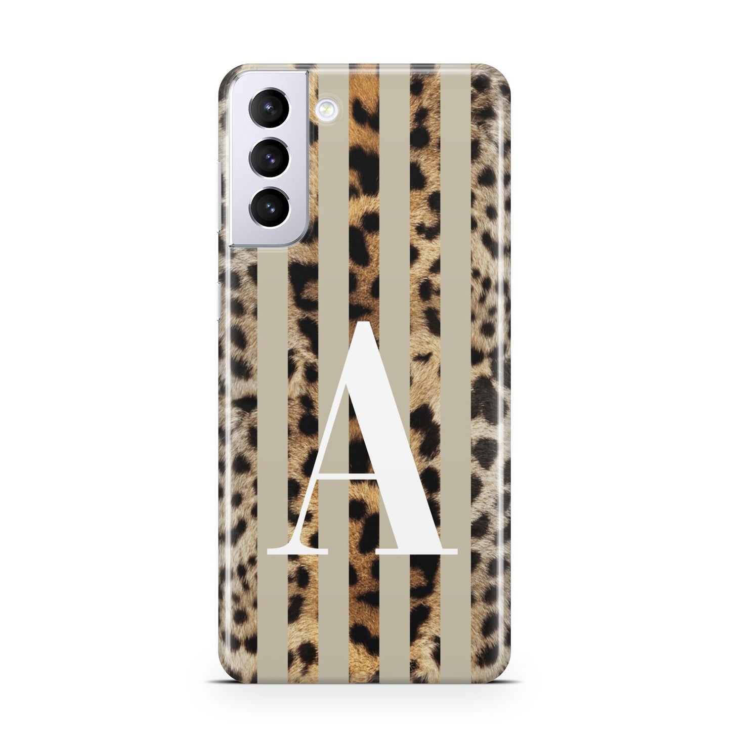 Personalised Leopard Stripes Samsung S21 Plus Case