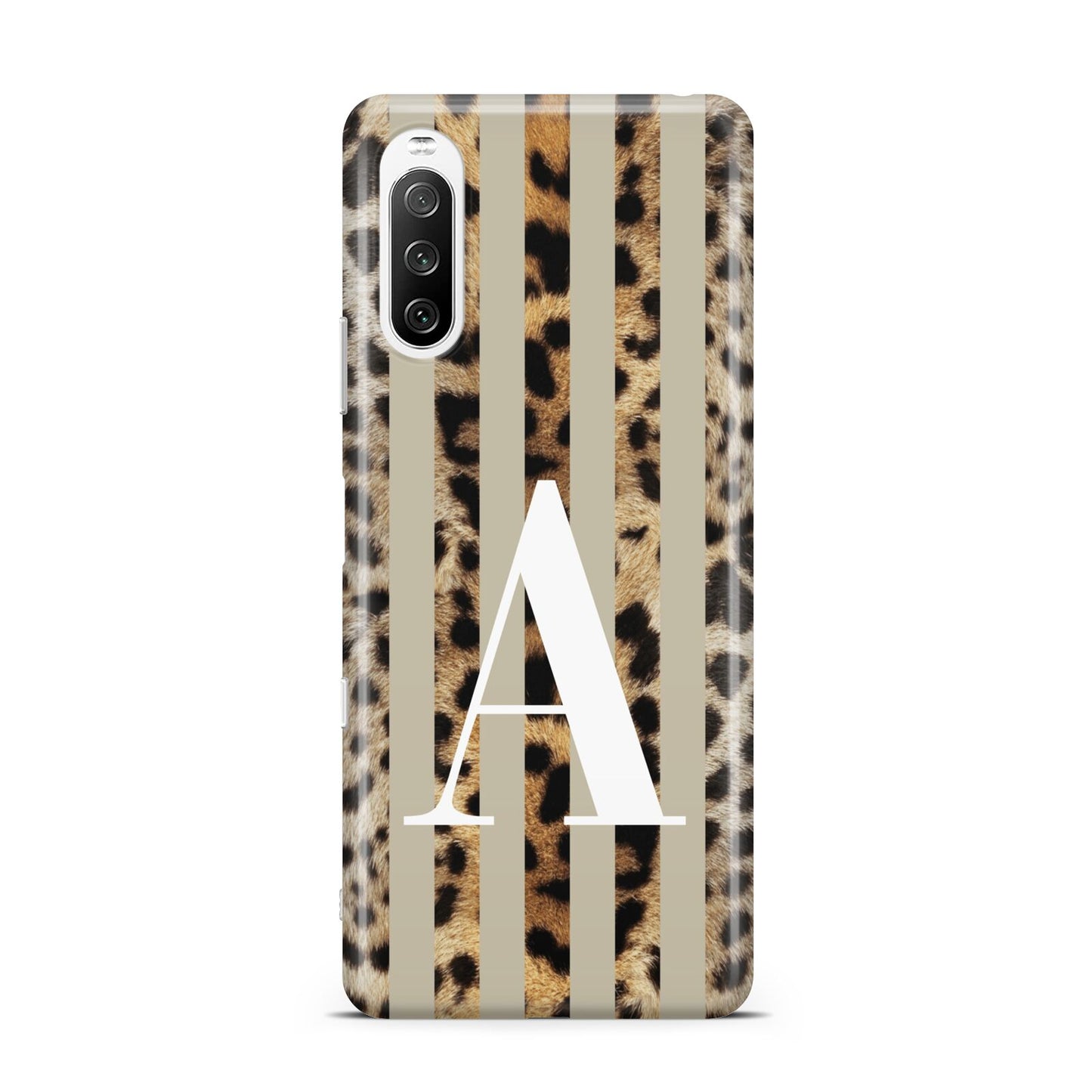 Personalised Leopard Stripes Sony Xperia 10 III Case