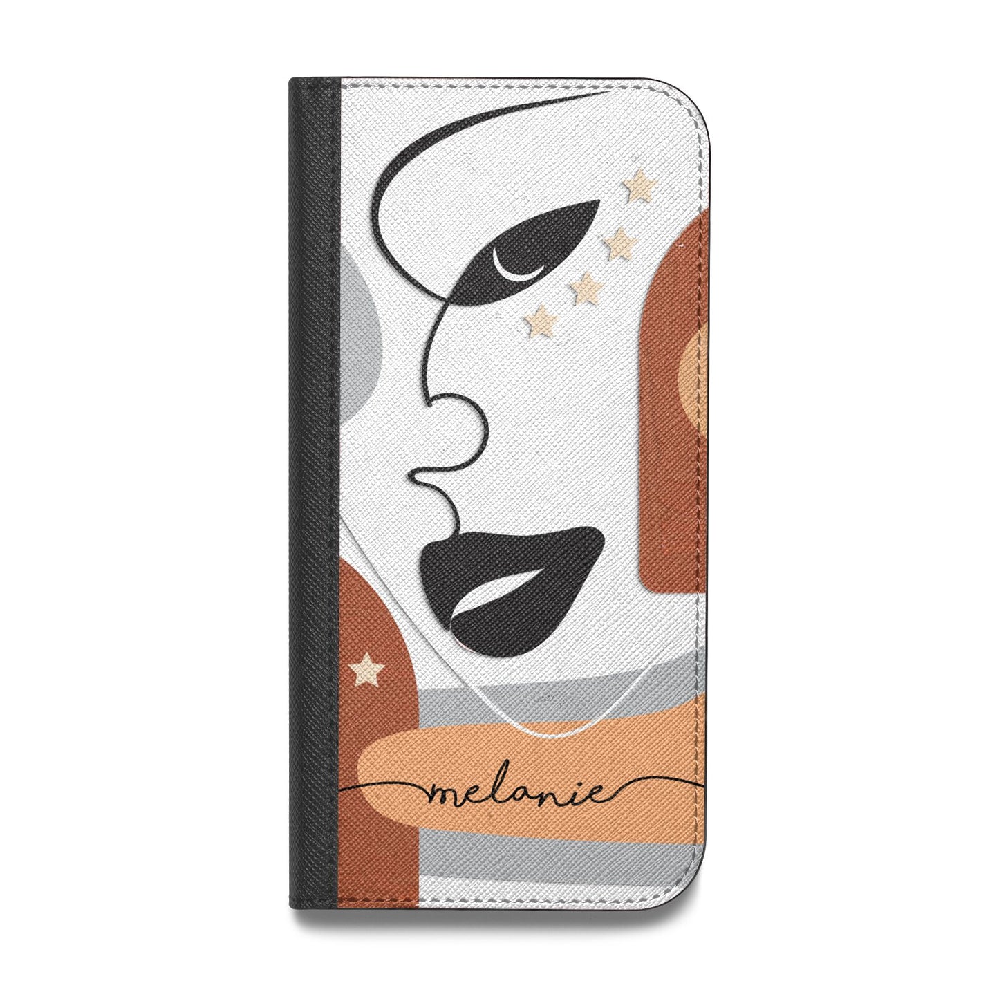 Personalised Line Art Vegan Leather Flip iPhone Case