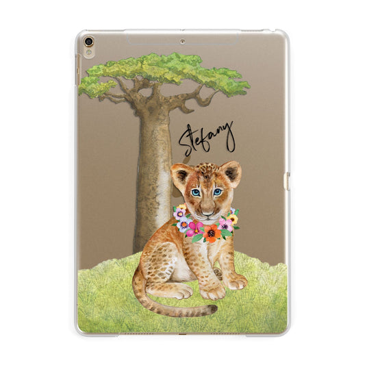 Personalised Lion Cub Apple iPad Gold Case