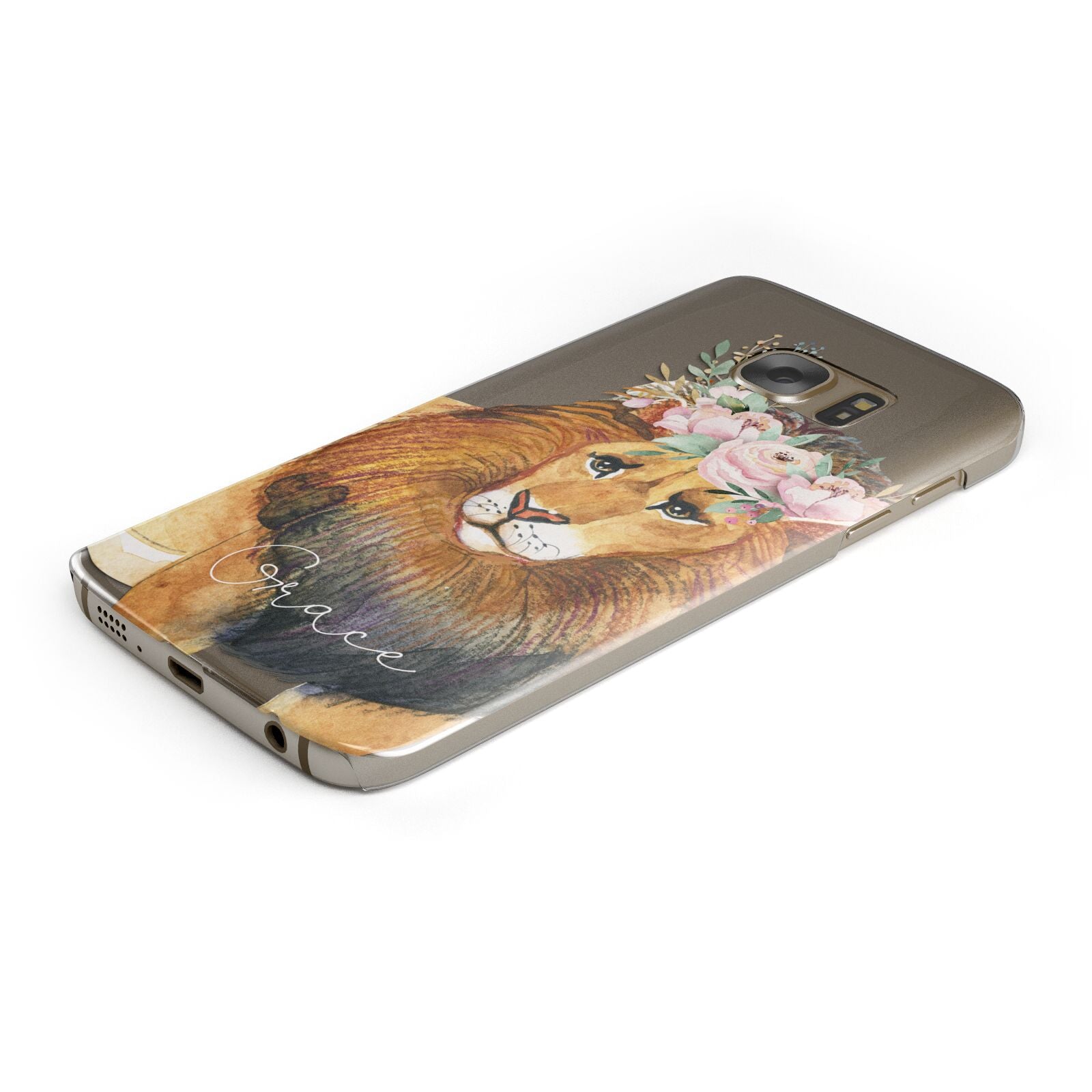 Personalised Lion Protective Samsung Galaxy Case Angled Image