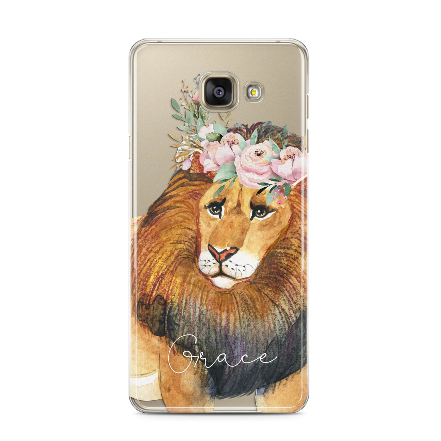 Personalised Lion Samsung Galaxy A3 2016 Case on gold phone