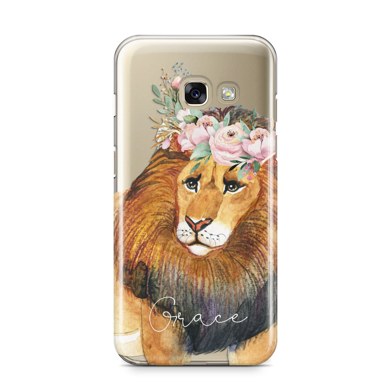 Personalised Lion Samsung Galaxy A3 2017 Case on gold phone