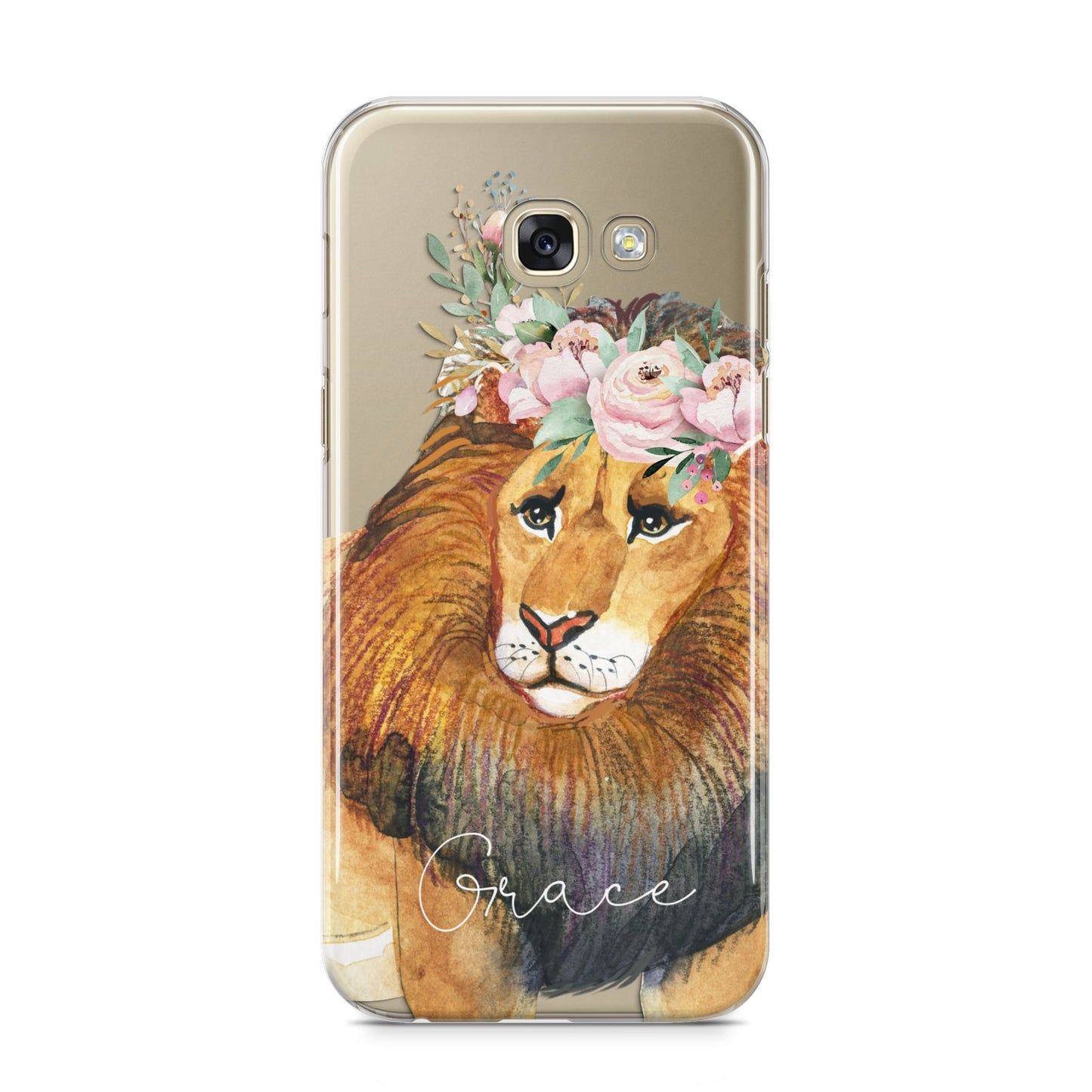 Personalised Lion Samsung Galaxy A5 2017 Case on gold phone