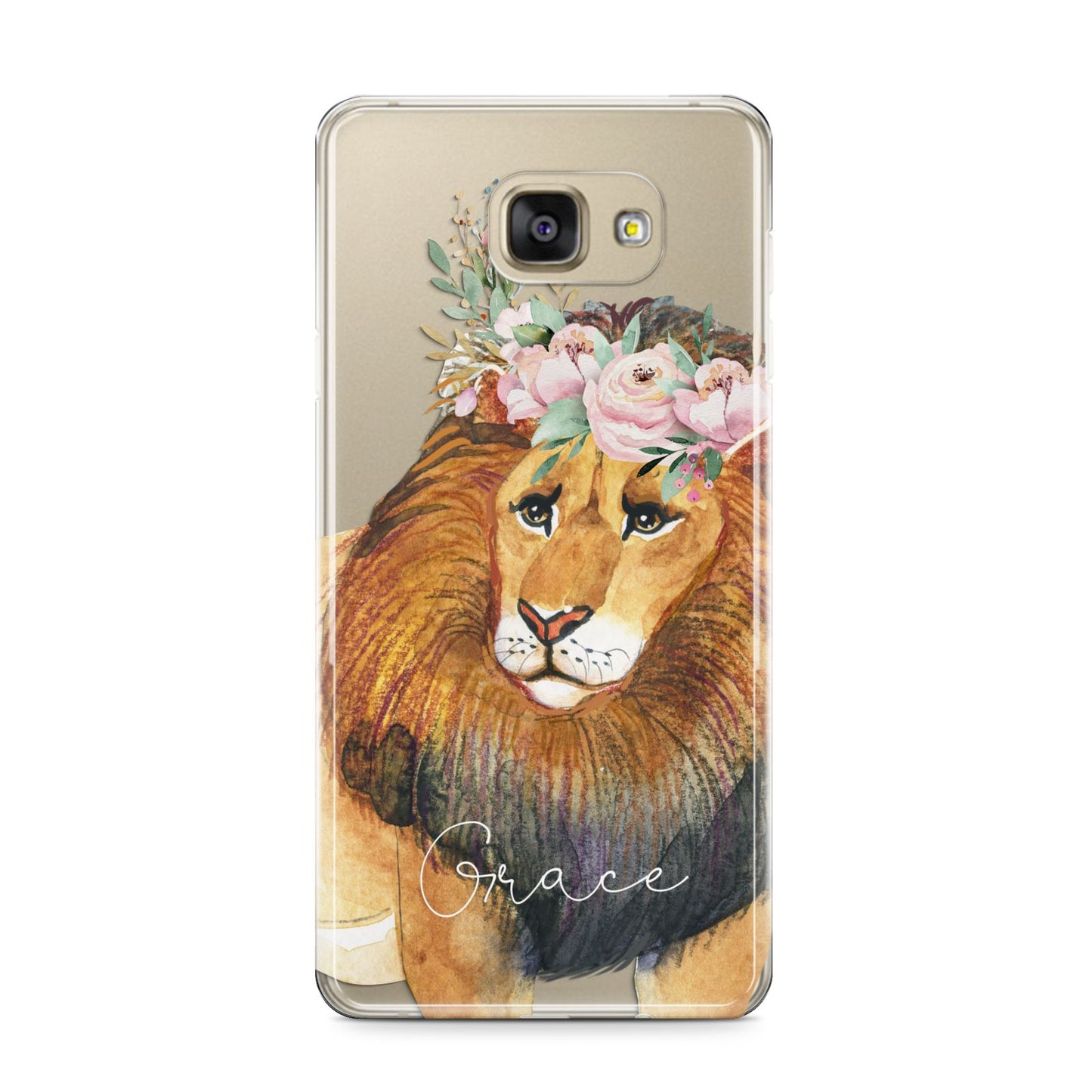 Personalised Lion Samsung Galaxy A9 2016 Case on gold phone