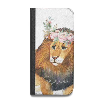 Personalised Lion Vegan Leather Flip iPhone Case