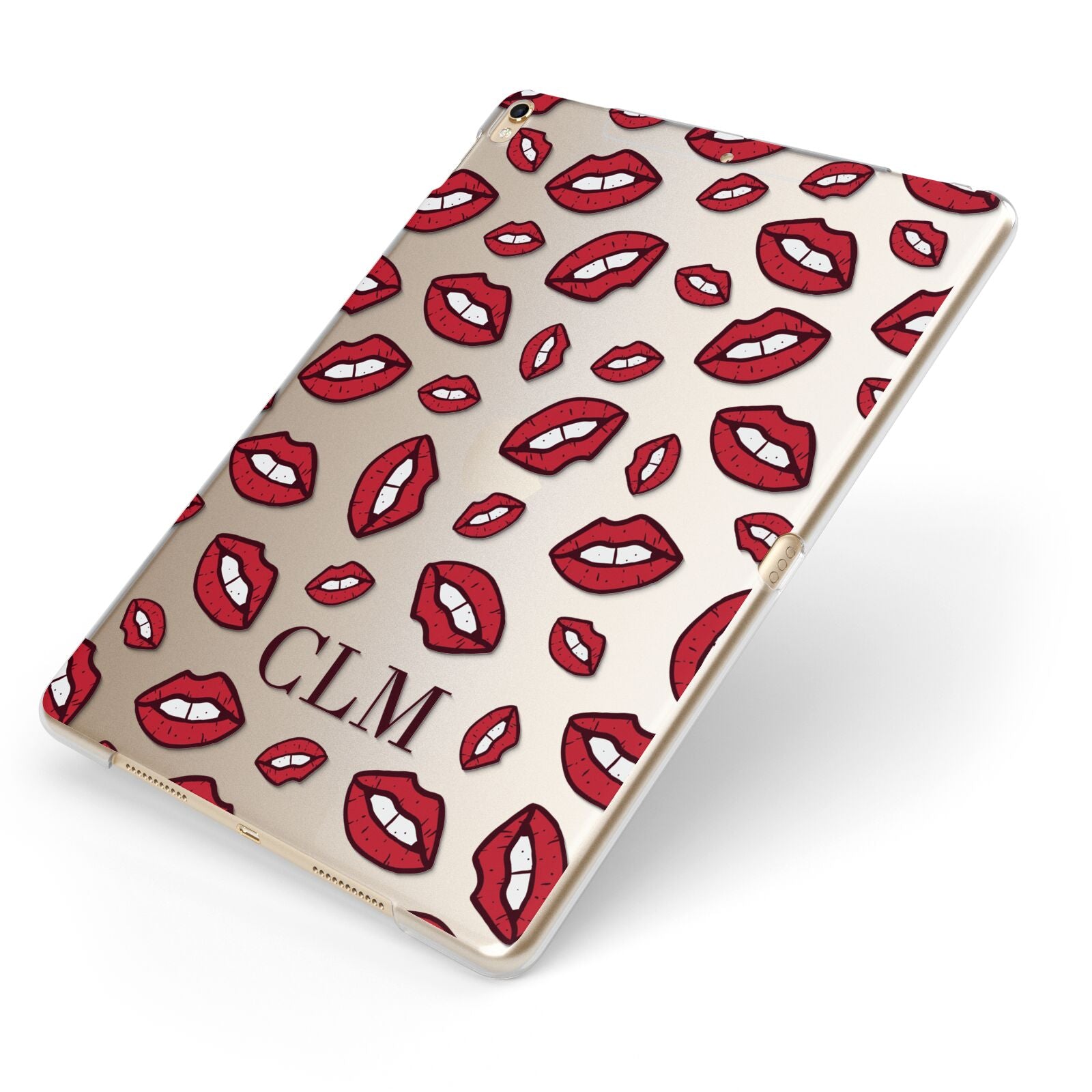 Personalised Lips Initials Apple iPad Case on Gold iPad Side View