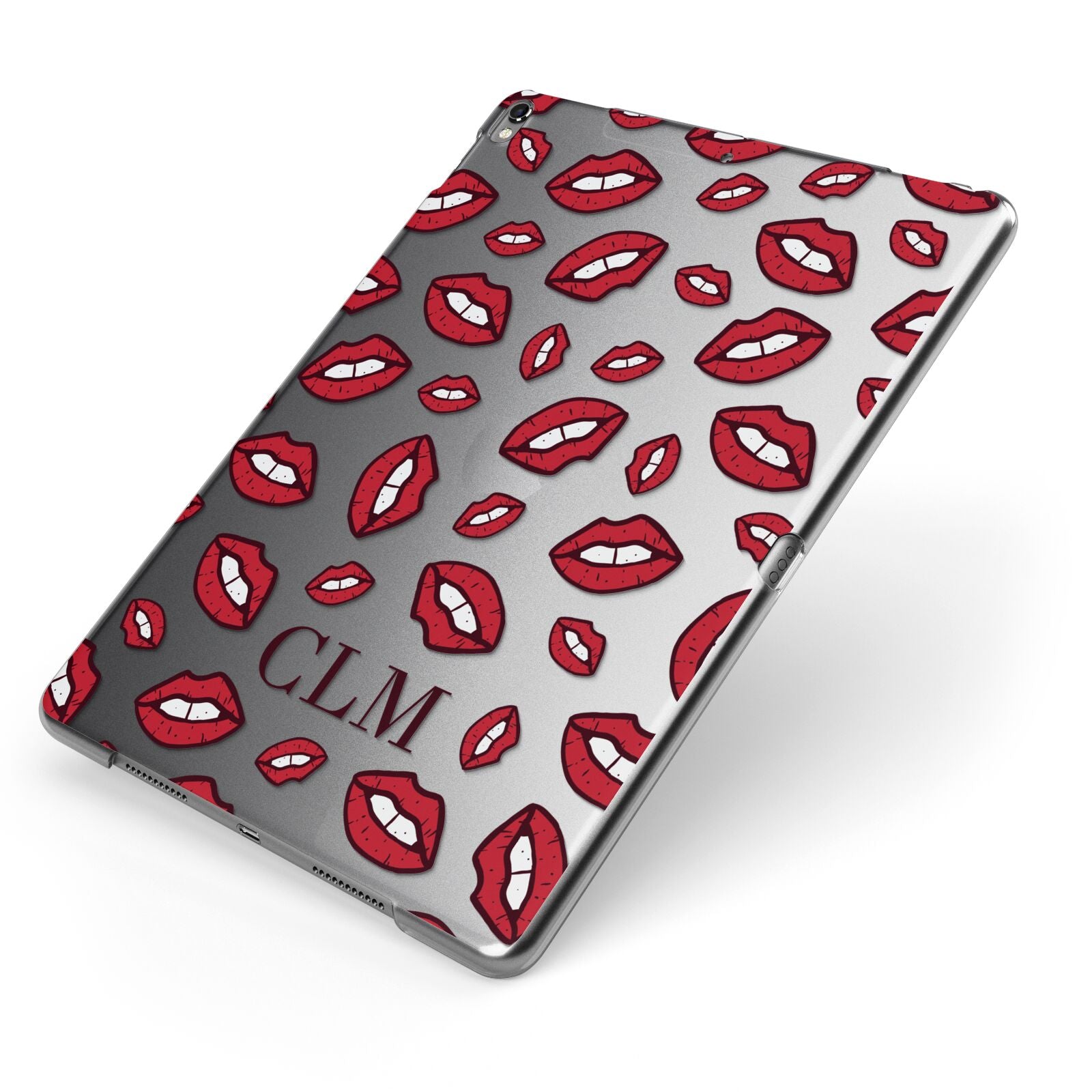 Personalised Lips Initials Apple iPad Case on Grey iPad Side View