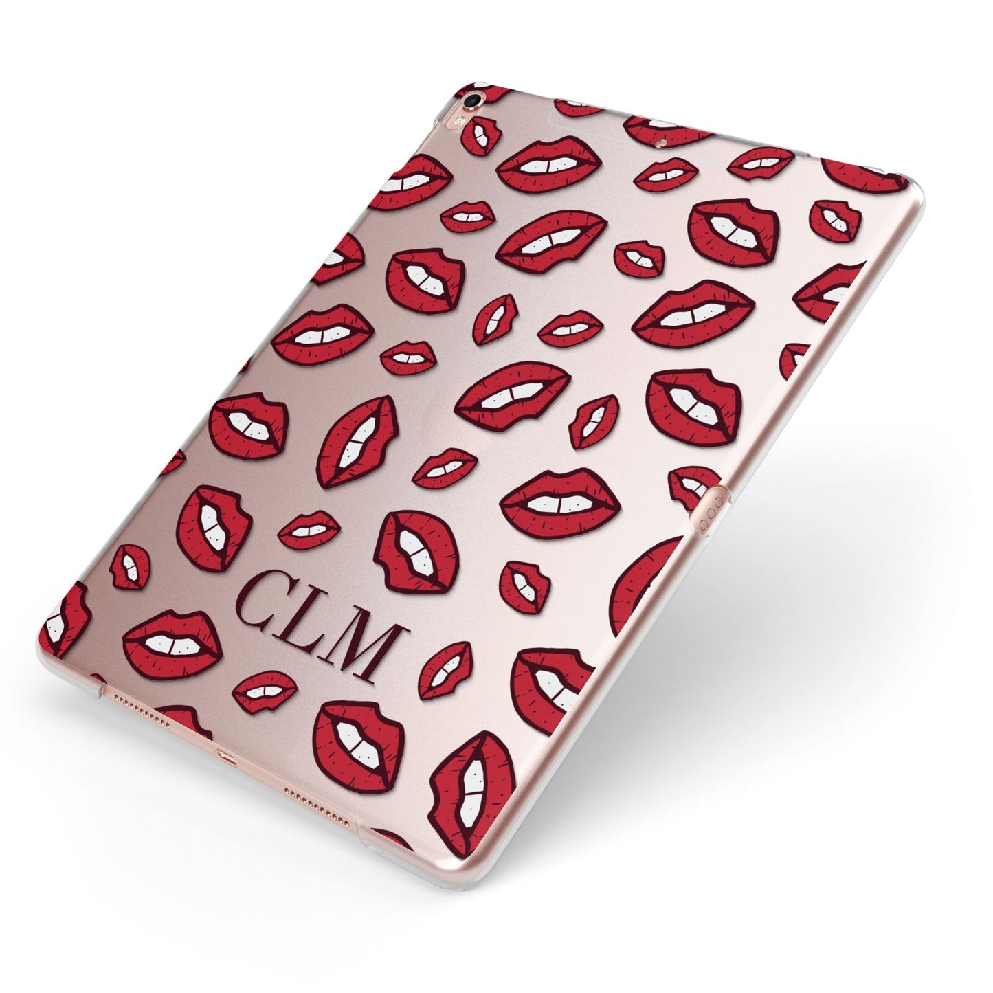 Personalised Lips Initials Apple iPad Case on Rose Gold iPad Side View