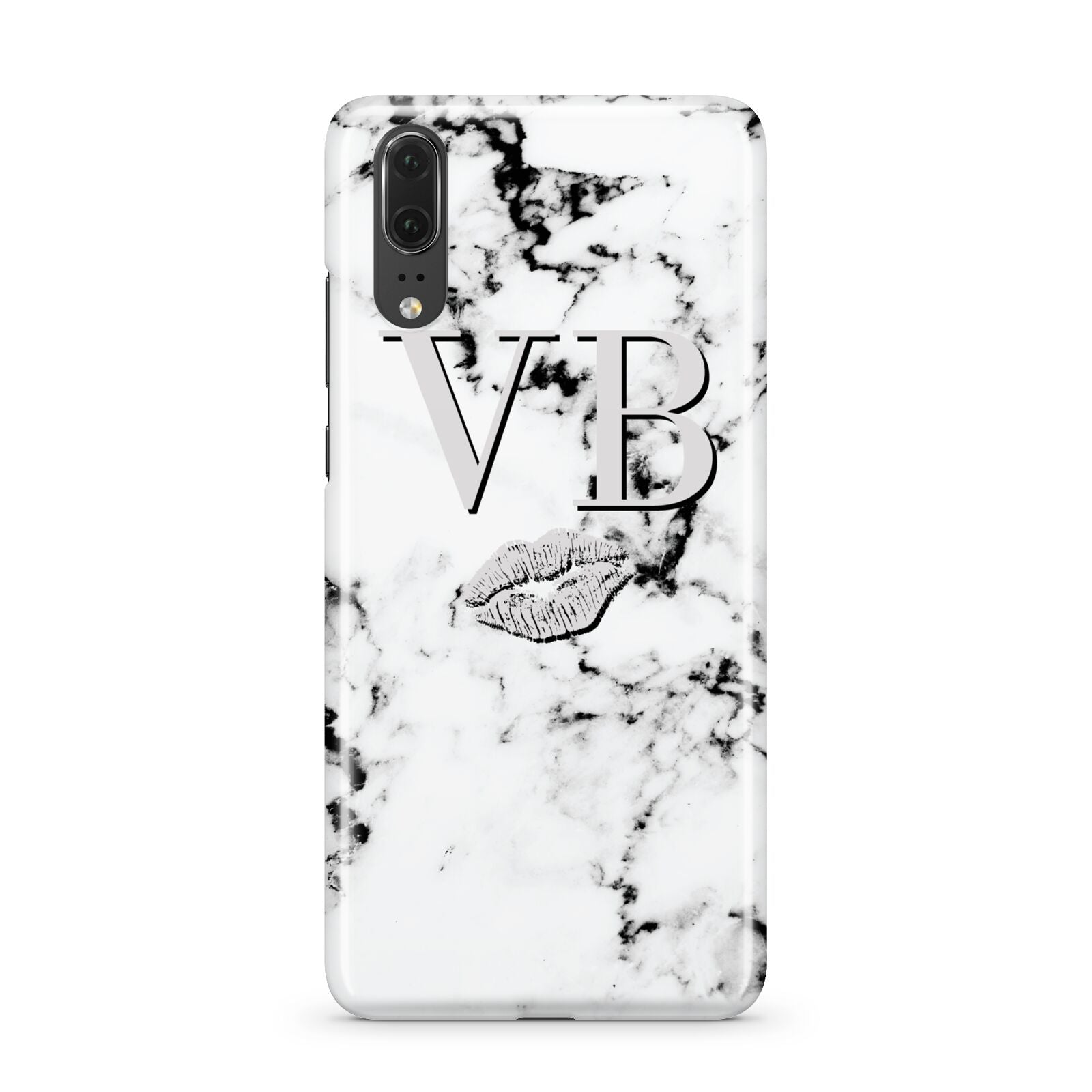 Personalised Lips Kiss Marble Initialed Huawei P20 Phone Case