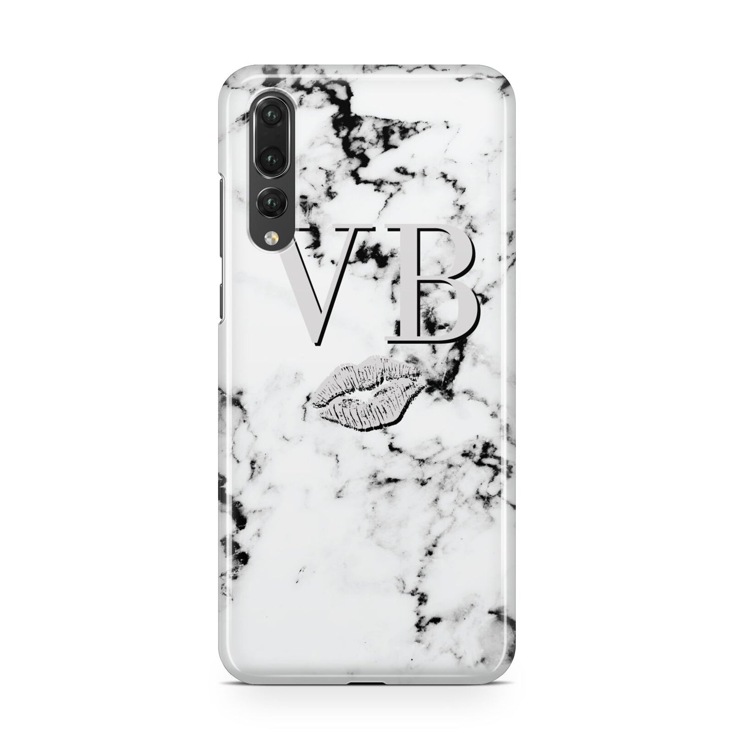 Personalised Lips Kiss Marble Initialed Huawei P20 Pro Phone Case