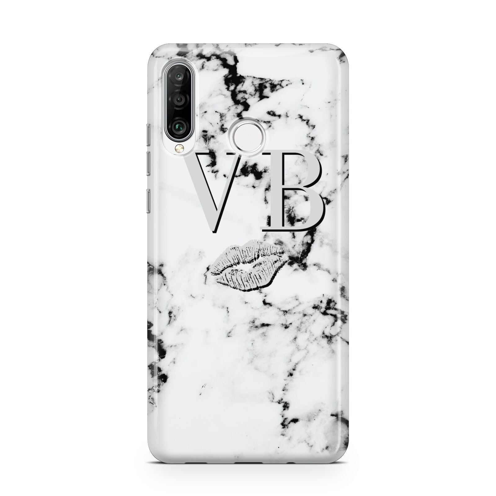 Personalised Lips Kiss Marble Initialed Huawei P30 Lite Phone Case