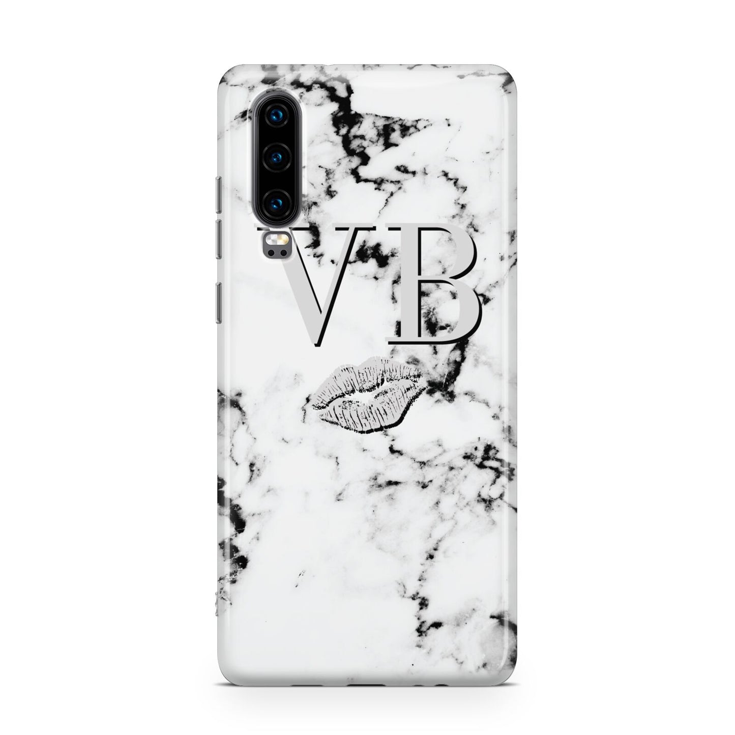 Personalised Lips Kiss Marble Initialed Huawei P30 Phone Case