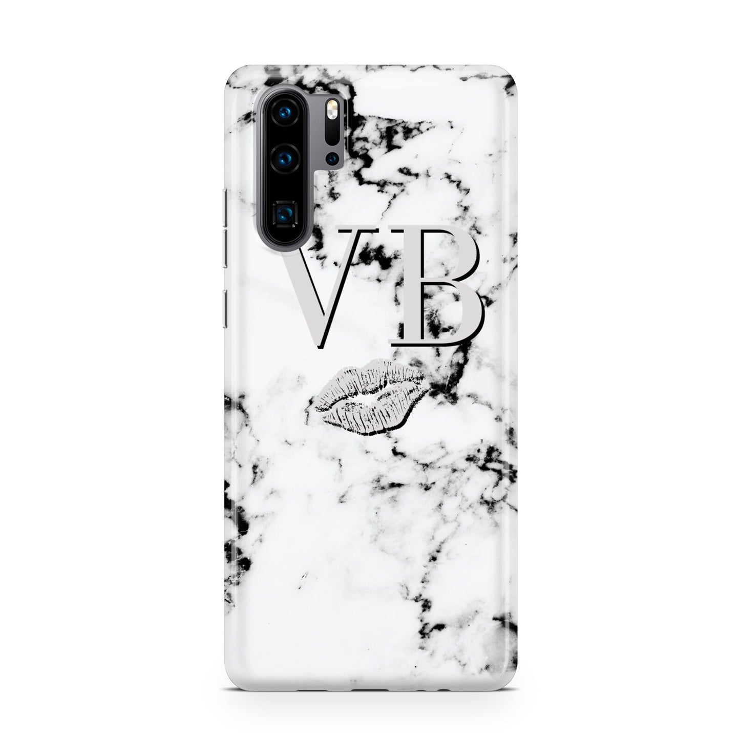 Personalised Lips Kiss Marble Initialed Huawei P30 Pro Phone Case