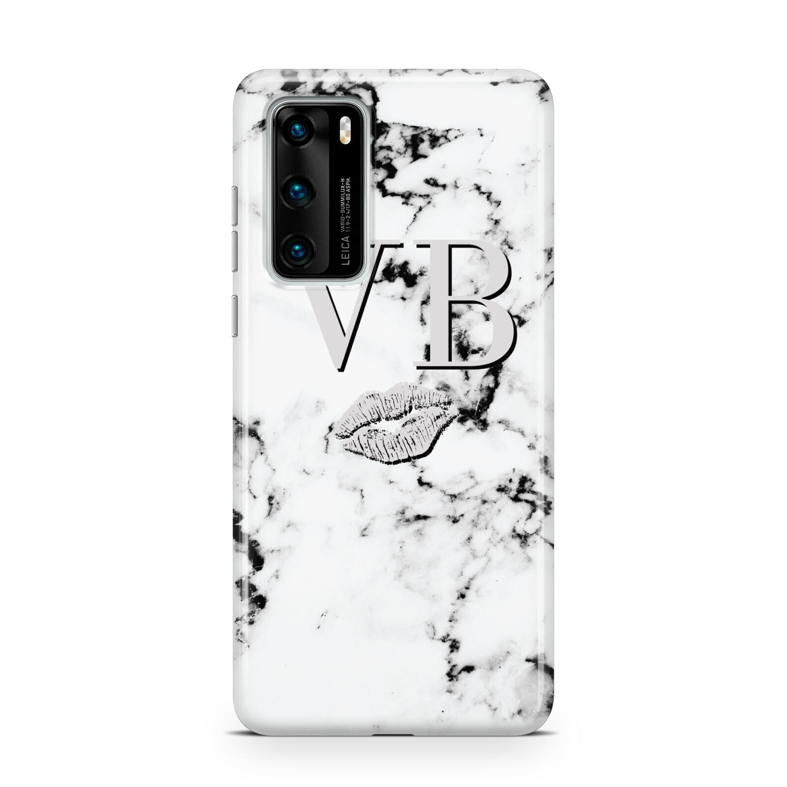 Personalised Lips Kiss Marble Initialed Huawei P40 Phone Case