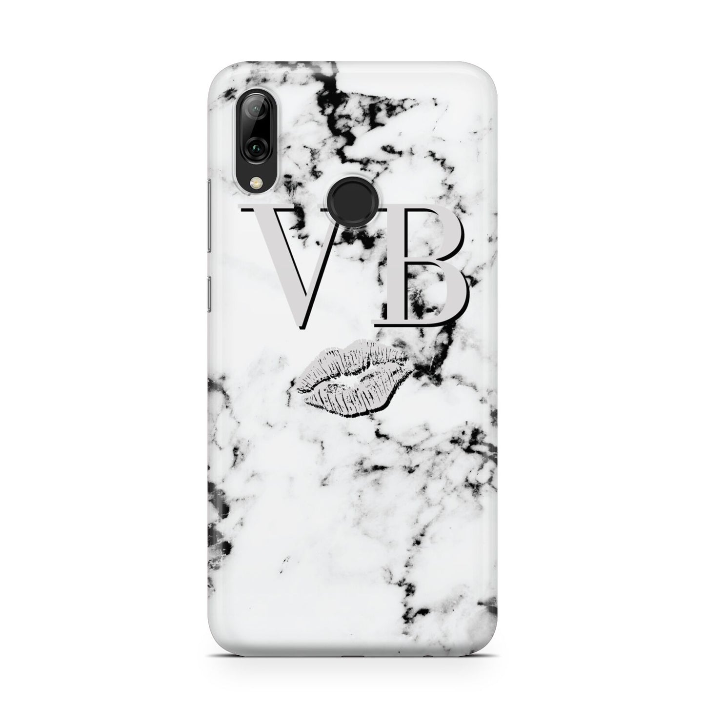 Personalised Lips Kiss Marble Initialed Huawei Y7 2019