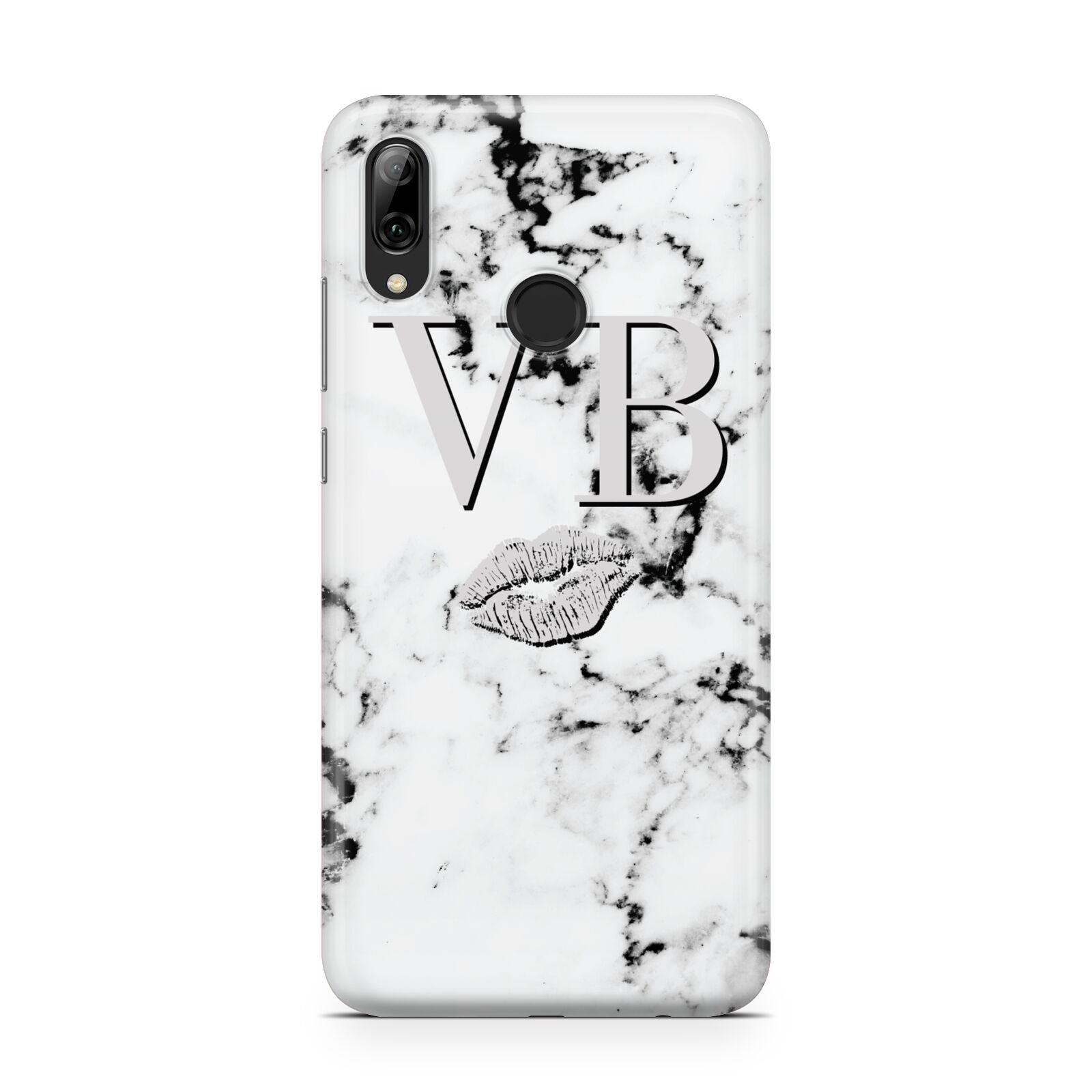 Personalised Lips Kiss Marble Initialed Huawei Y7 2019