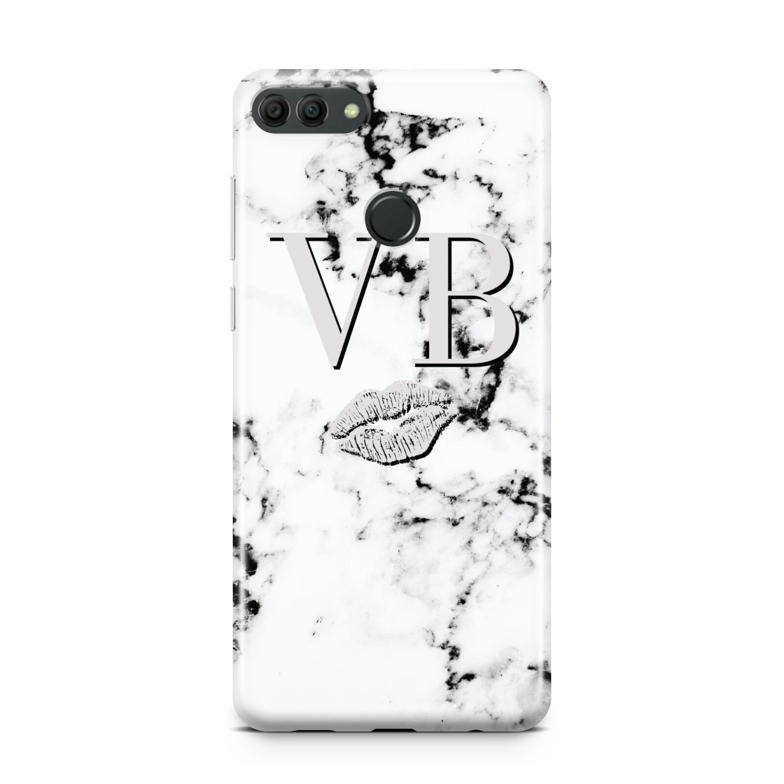 Personalised Lips Kiss Marble Initialed Huawei Y9 2018