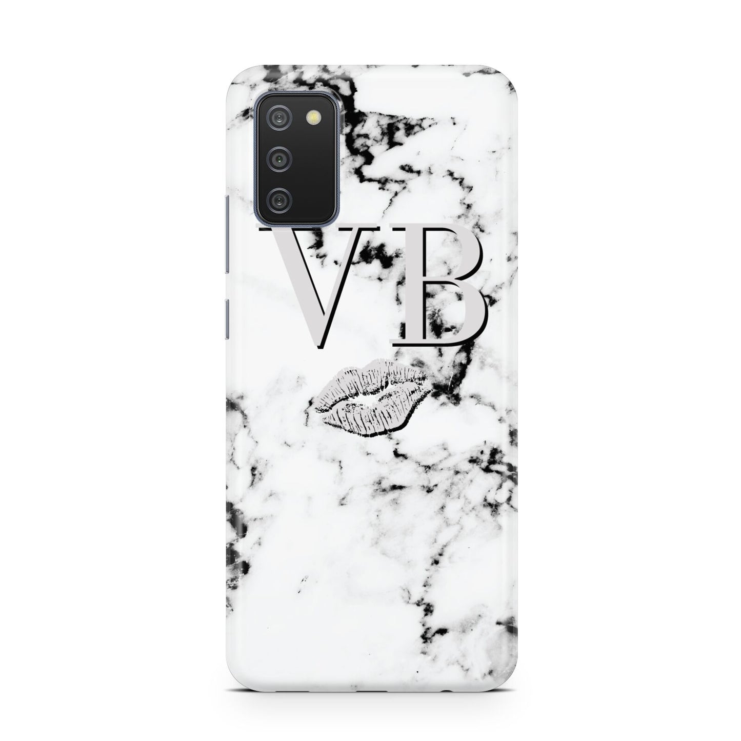 Personalised Lips Kiss Marble Initialed Samsung A02s Case