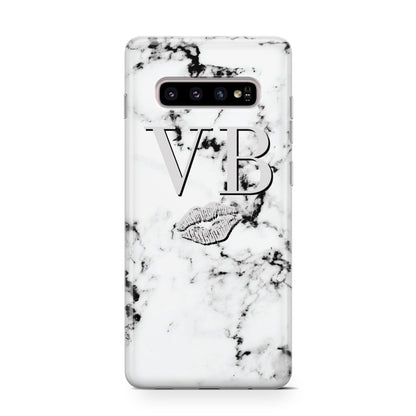 Personalised Lips Kiss Marble Initialed Samsung Galaxy S10 Case