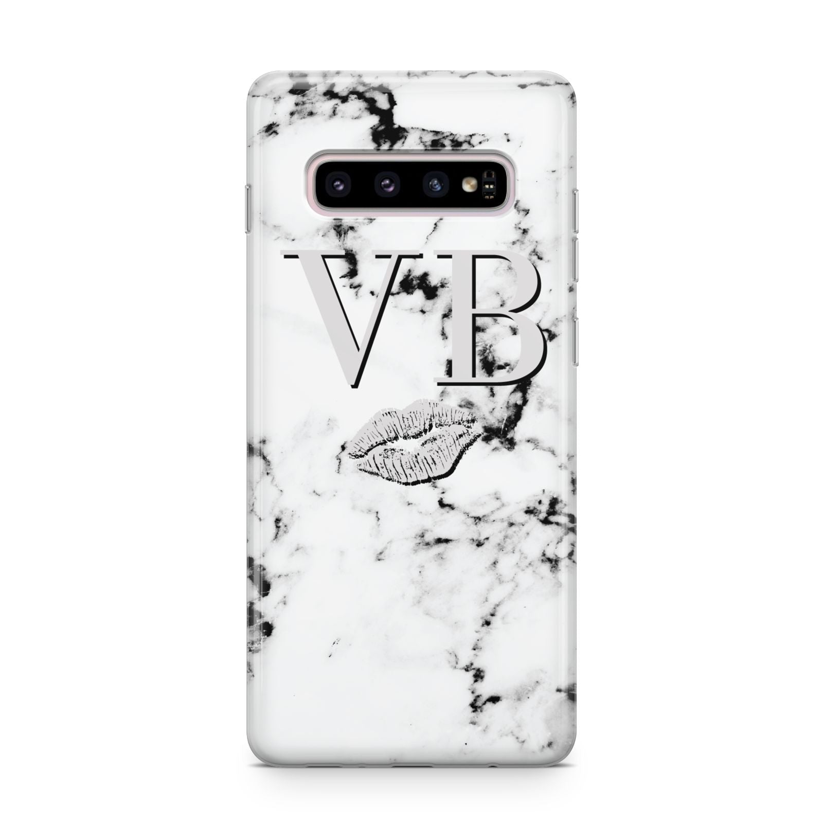 Personalised Lips Kiss Marble Initialed Samsung Galaxy S10 Plus Case