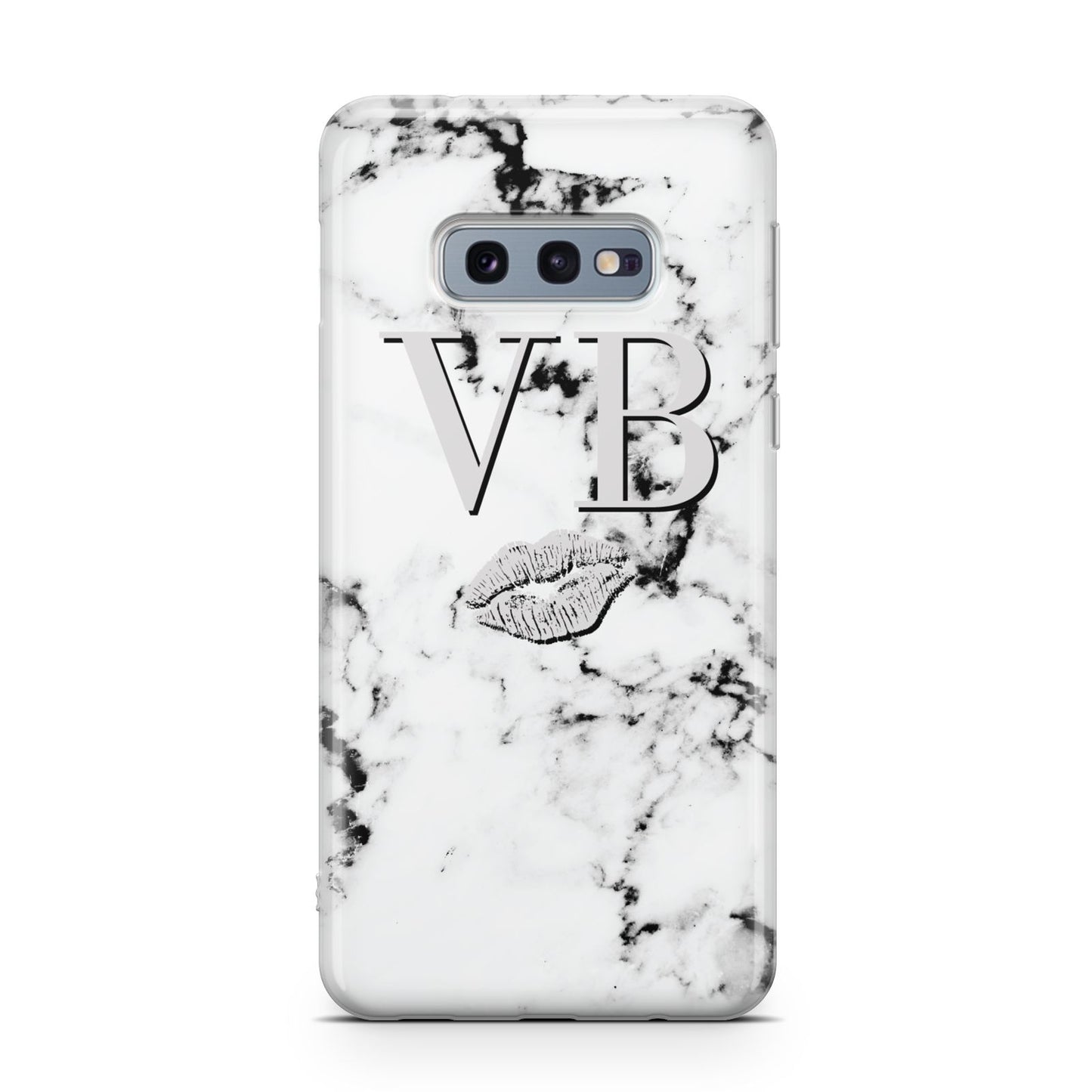 Personalised Lips Kiss Marble Initialed Samsung Galaxy S10E Case