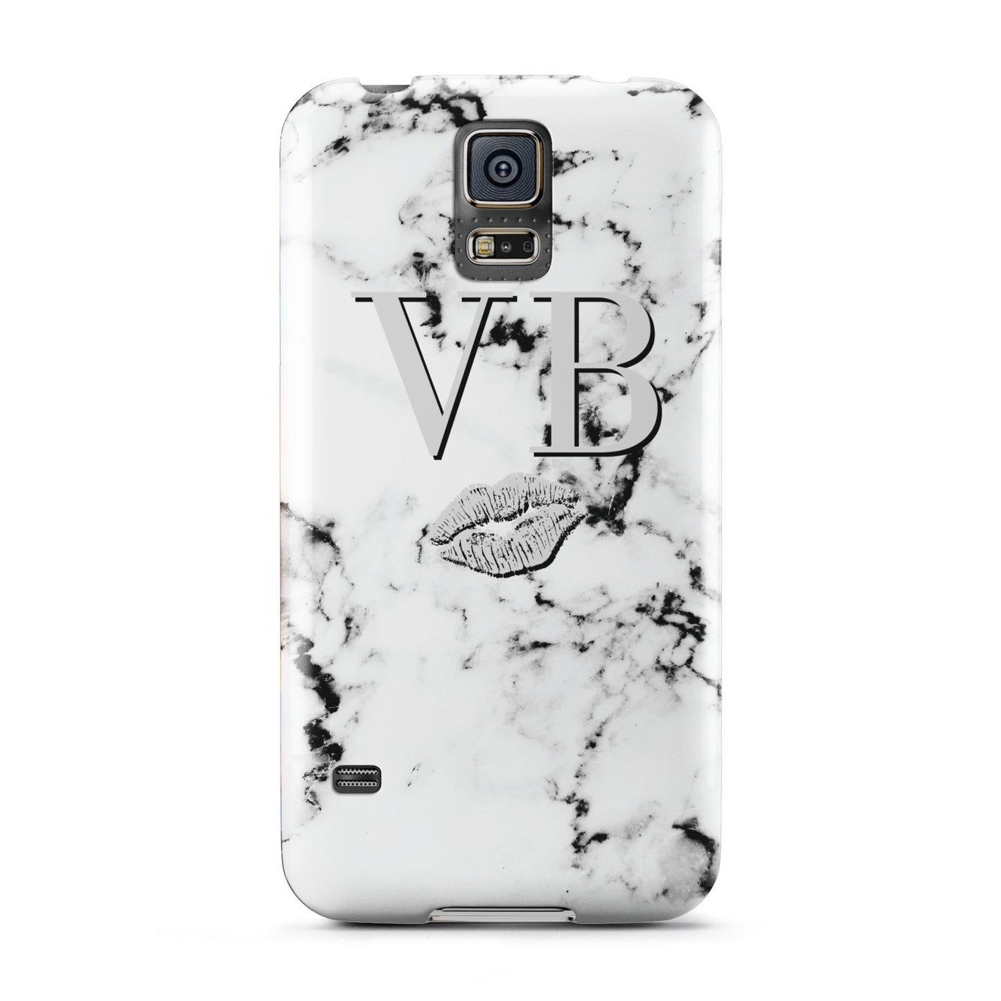 Personalised Lips Kiss Marble Initialed Samsung Galaxy S5 Case