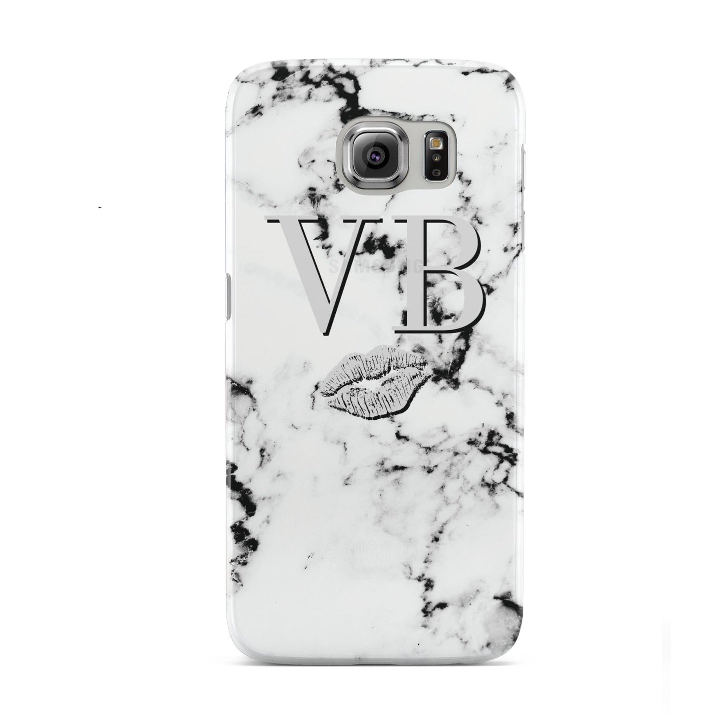 Personalised Lips Kiss Marble Initialed Samsung Galaxy S6 Case