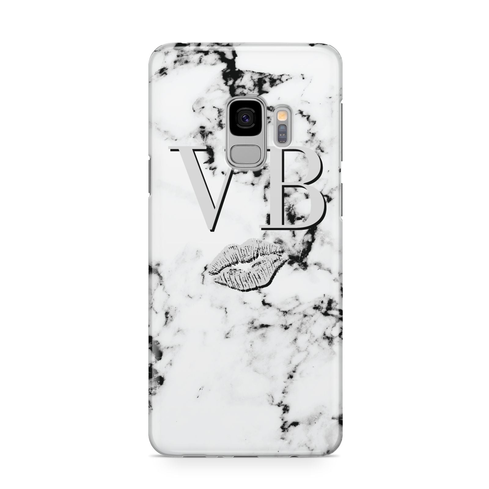 Personalised Lips Kiss Marble Initialed Samsung Galaxy S9 Case