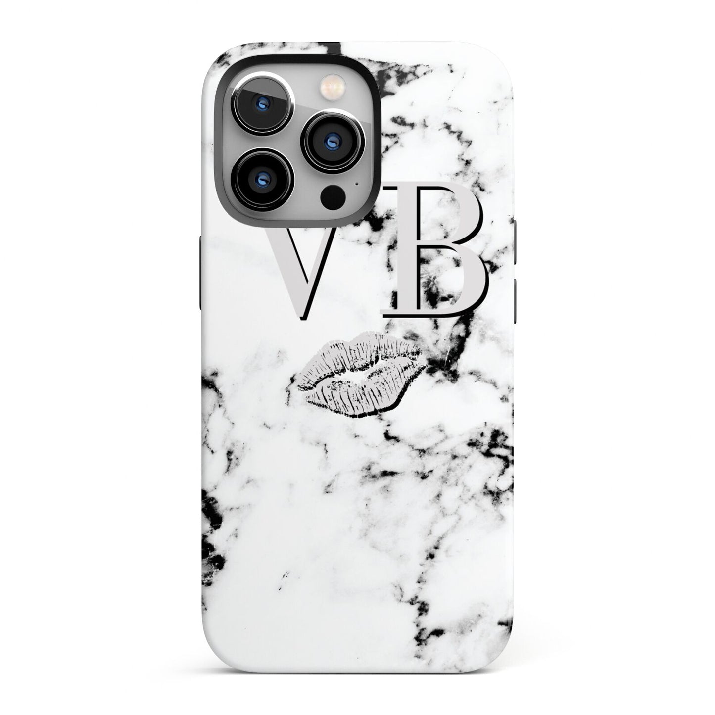 Personalised Lips Kiss Marble Initialed iPhone 13 Pro Full Wrap 3D Tough Case