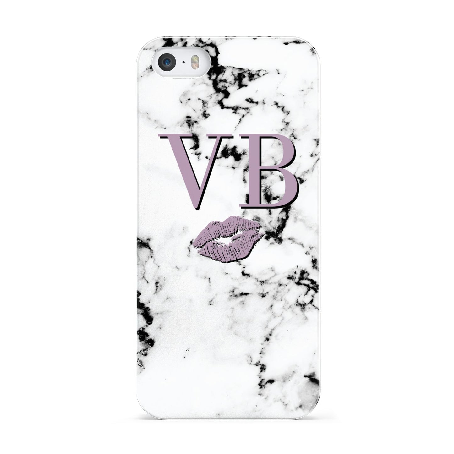 Personalised Lipstick Kiss Initials Marble Apple iPhone 5 Case