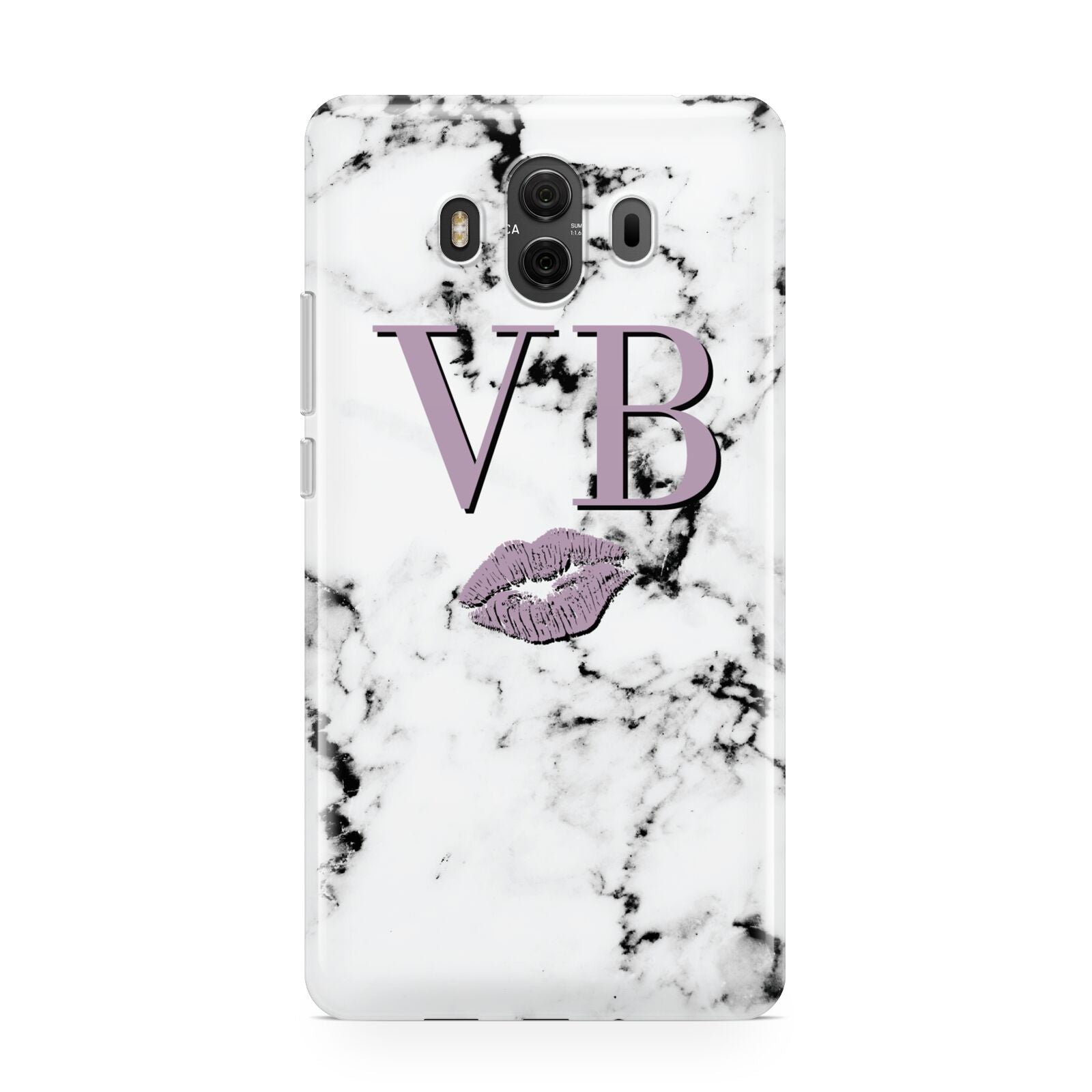 Personalised Lipstick Kiss Initials Marble Huawei Mate 10 Protective Phone Case