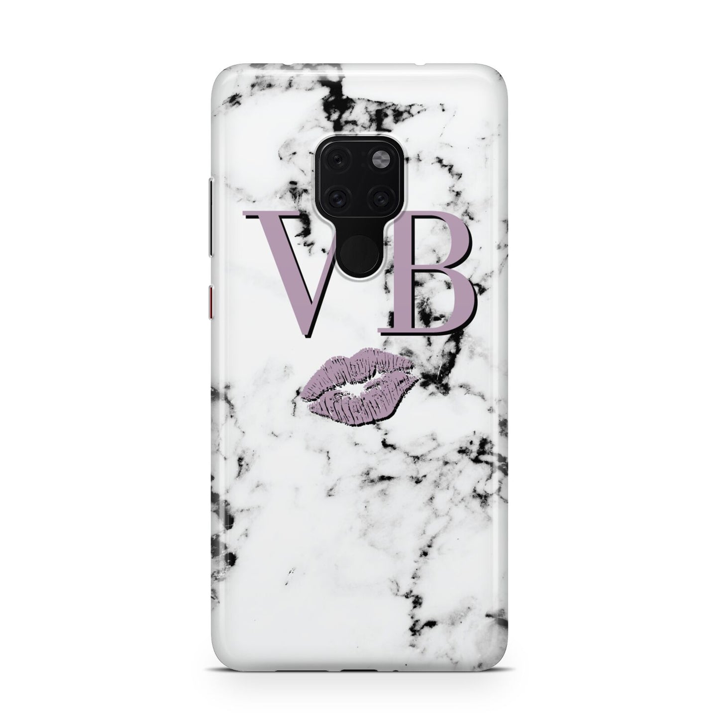 Personalised Lipstick Kiss Initials Marble Huawei Mate 20 Phone Case