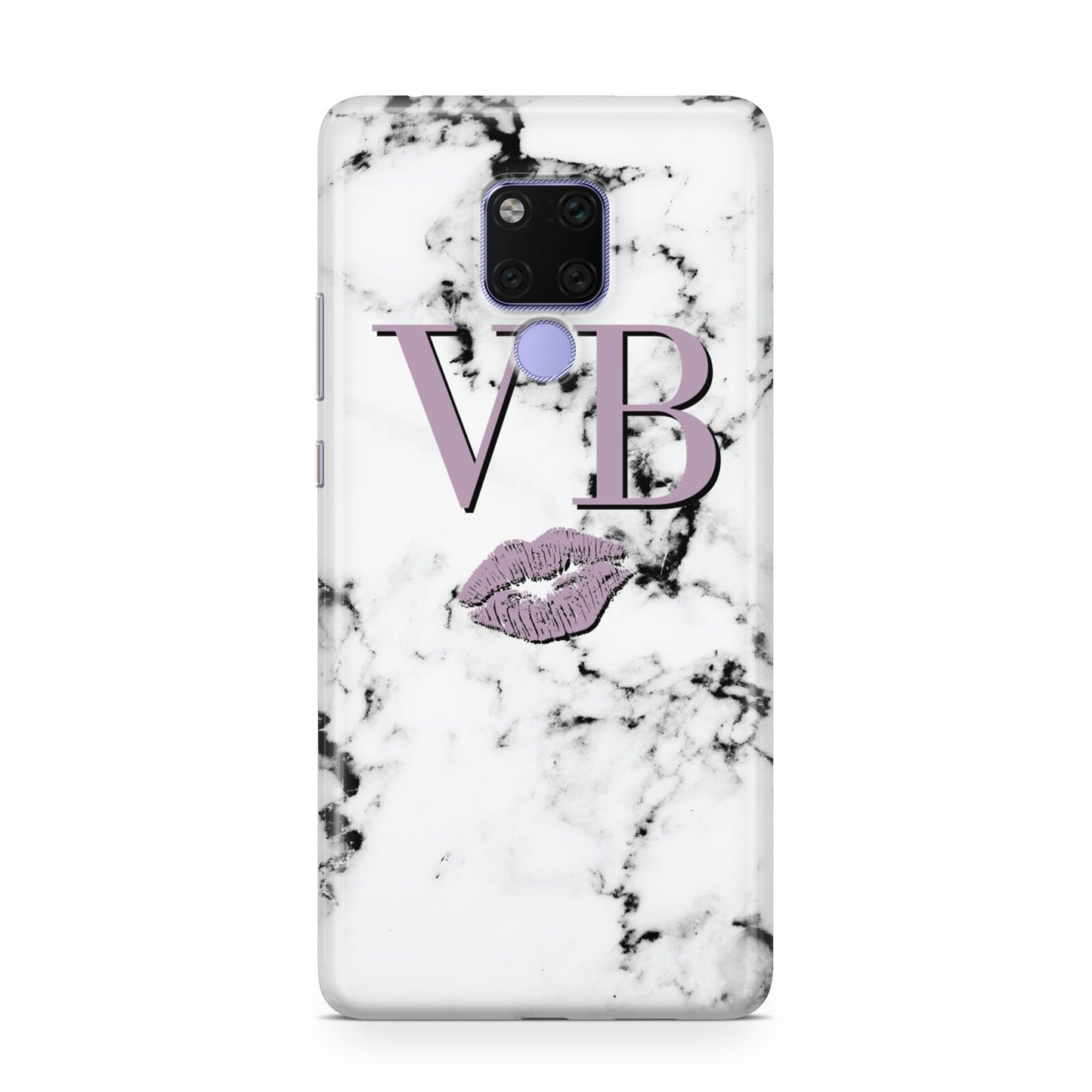 Personalised Lipstick Kiss Initials Marble Huawei Mate 20X Phone Case