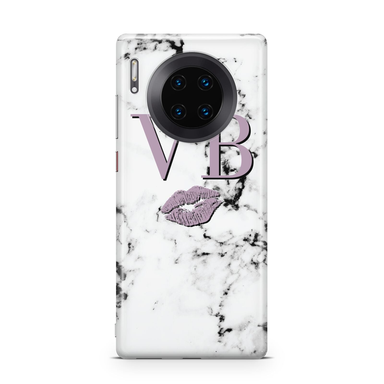 Personalised Lipstick Kiss Initials Marble Huawei Mate 30 Pro Phone Case