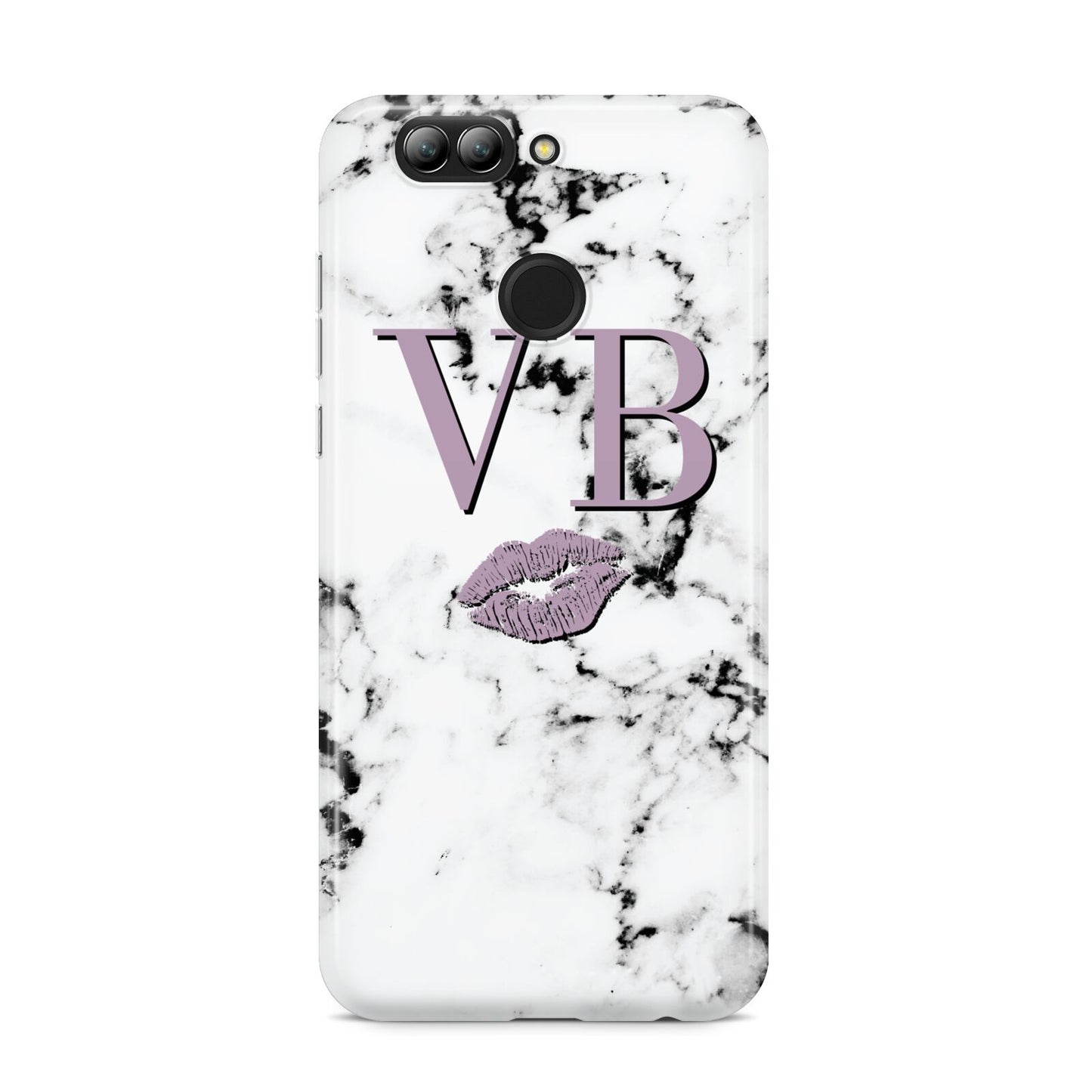 Personalised Lipstick Kiss Initials Marble Huawei Nova 2s Phone Case